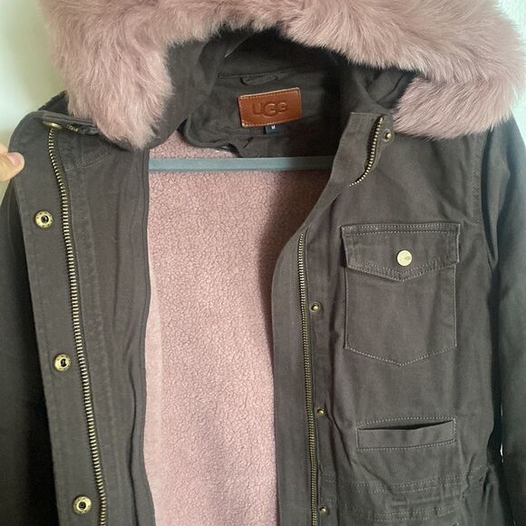 NWT-UGG Australia Convertible Field Parka Jacket Olive with pink-SIZE Medium - Picture 11 of 16
